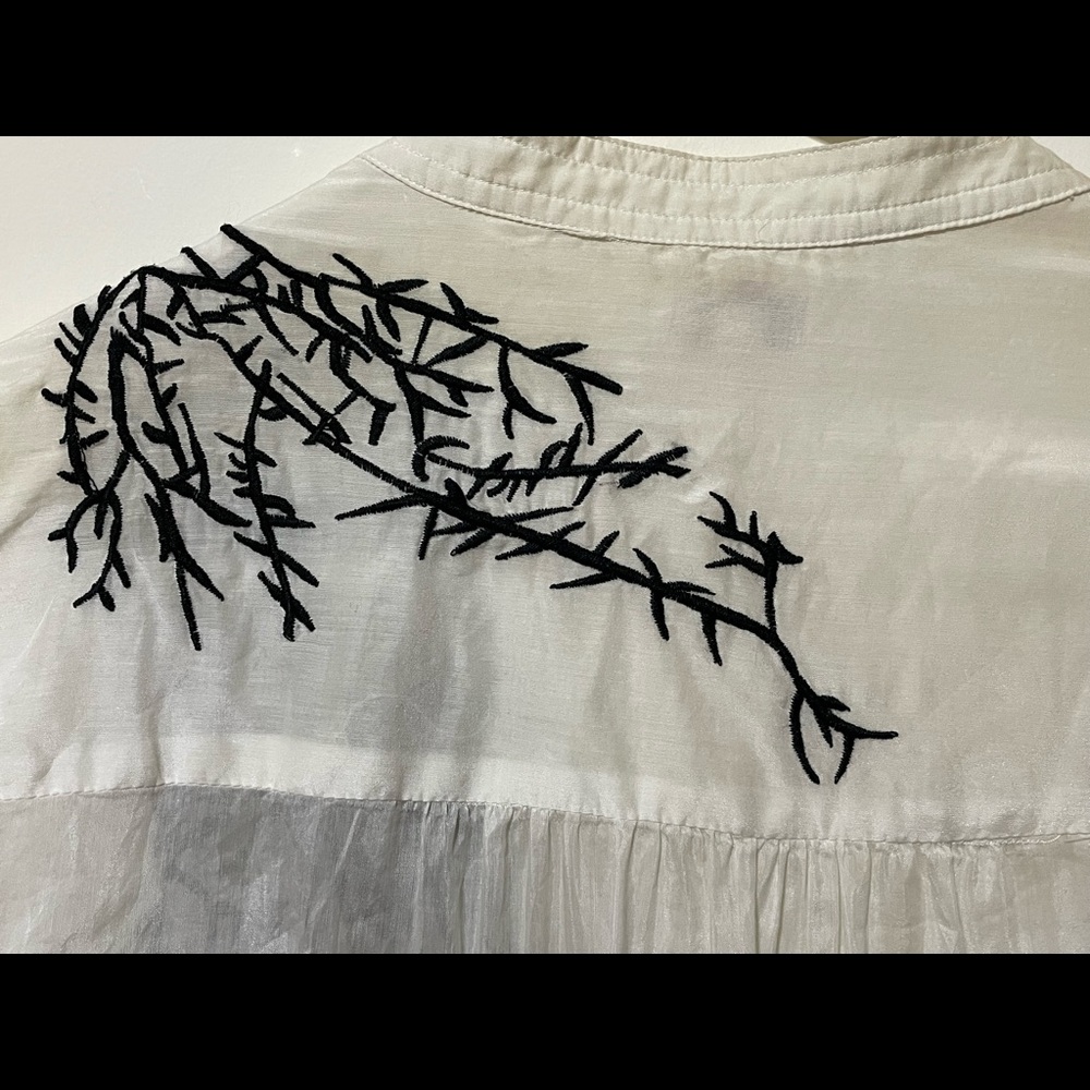 KENZO long white silk shirt L 12-14 vintage Balenciaga - Picture 6 of 12
